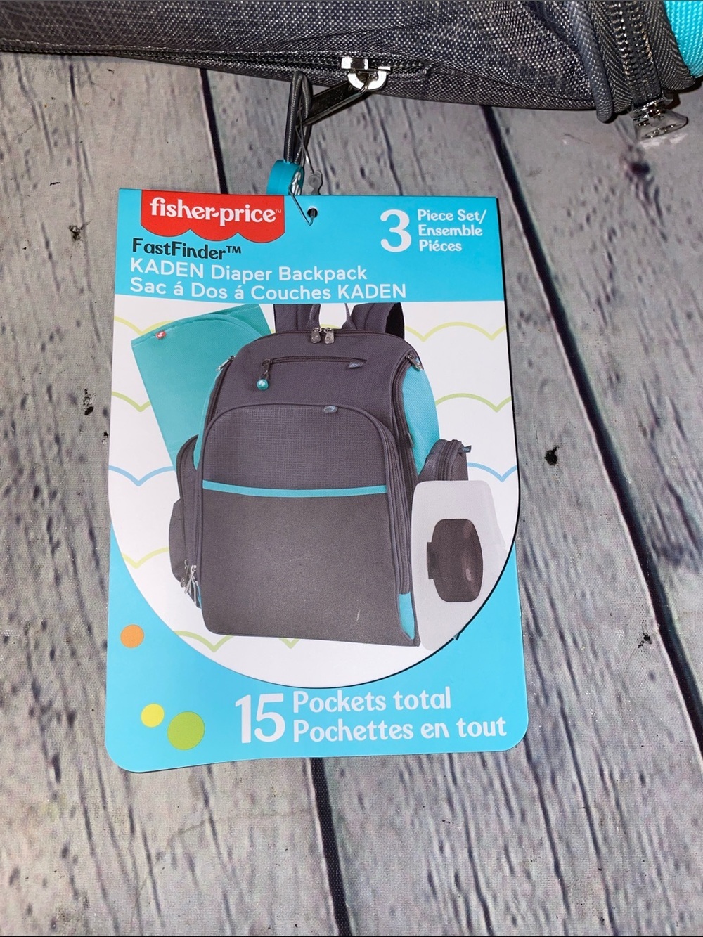 Fisher-Price Kaden Gray and Teal Insulated Cooler Backpack Bag NWT - Picture 2 of 5
